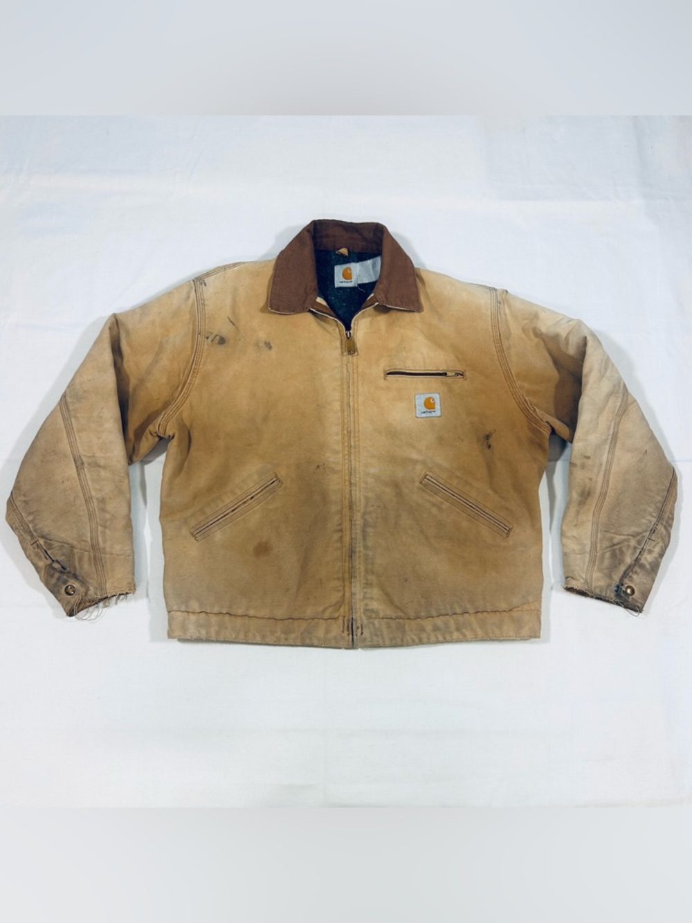 Vintage 90s Carhartt Detroit Jacket 6BLJ Blanket Lined Size 46 L Made in USA HTF